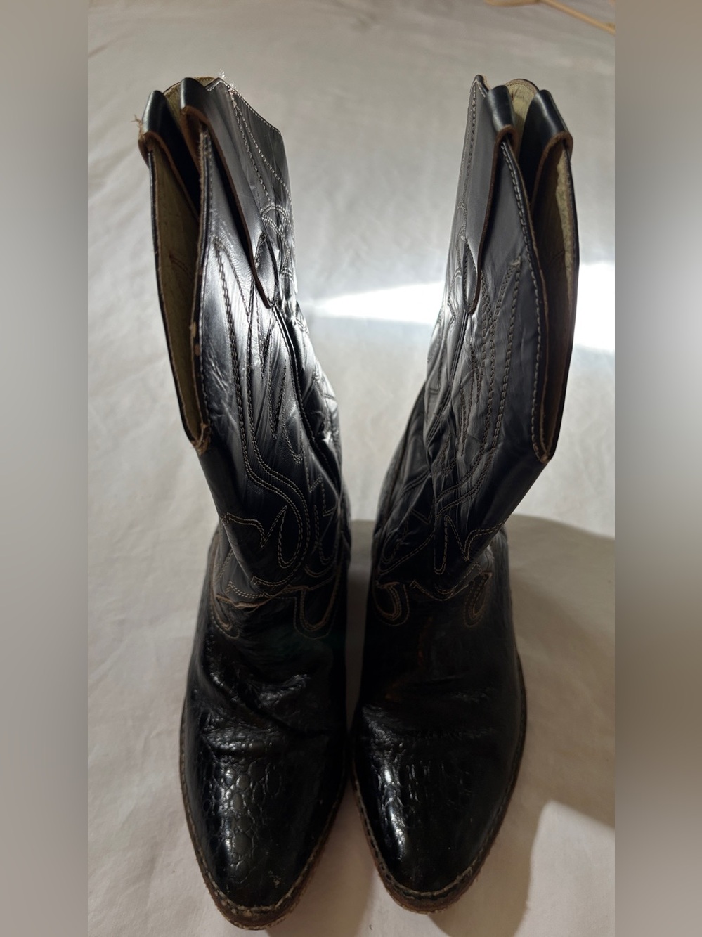 Black Leather Western Cowboy Boots Estimated Men’s 9 Measured Mexico